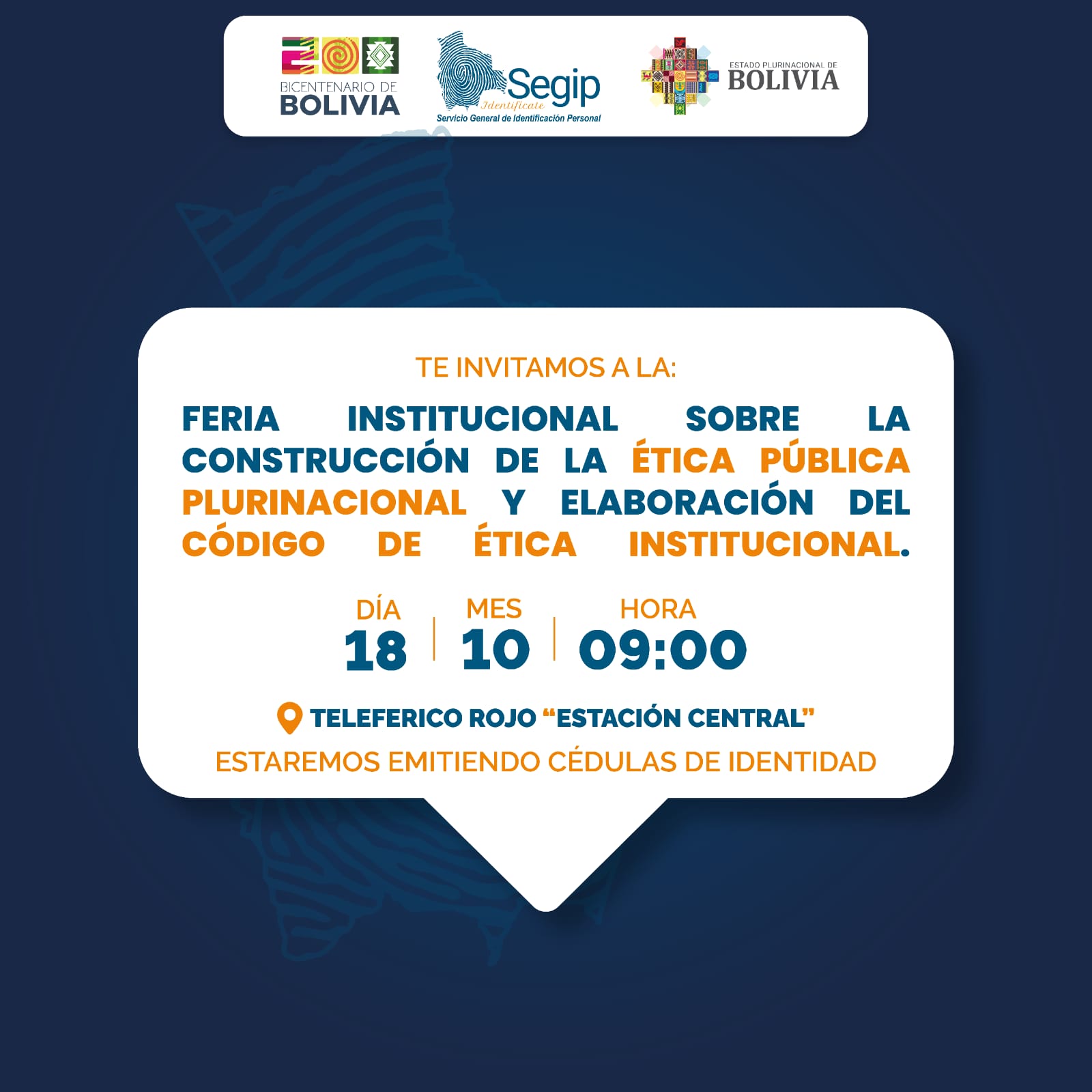 Feria Institucional sobre la Construcción de la Ética Pública Plurinacional y elaboración del Código de Ética Institucional