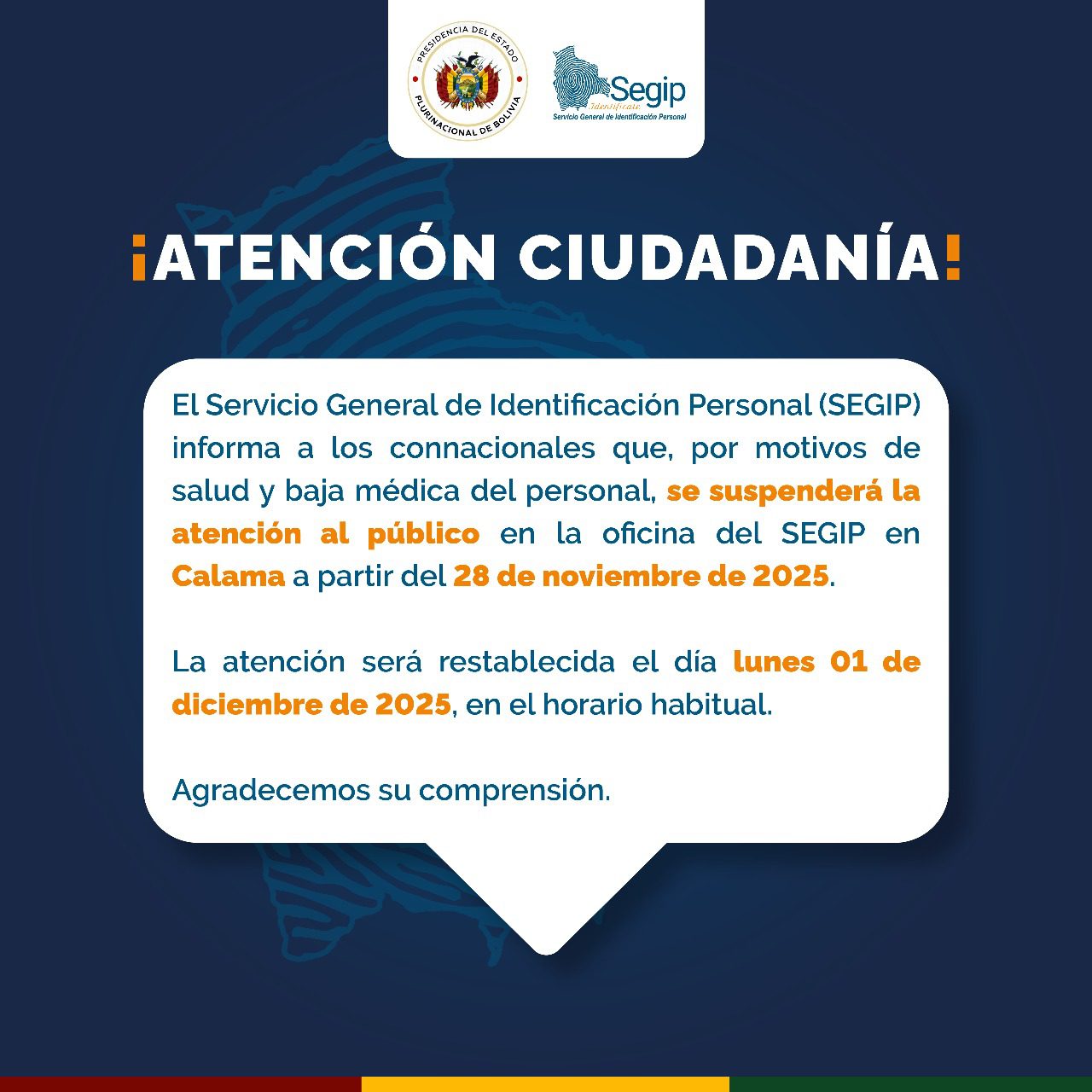 Comunicado  a nuestros connacionales